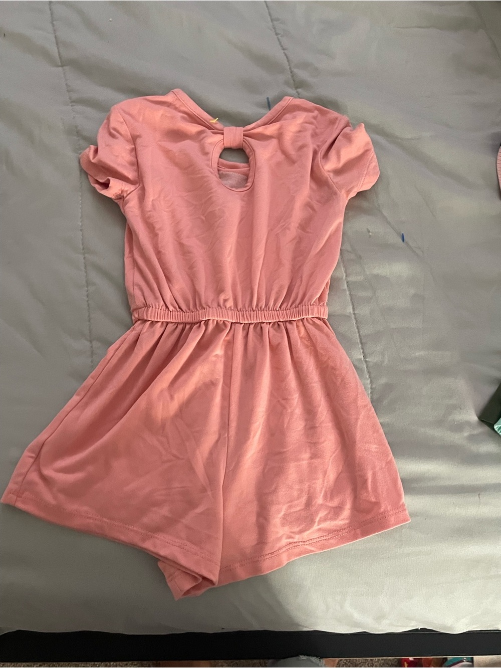 Girls' Pink Elastic-Waist Romper